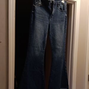 Forever 21 Blue Flare Wide Leg Jeans
